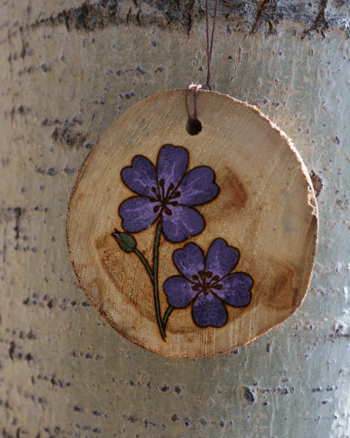 Sticky Purple Geranium Ornament