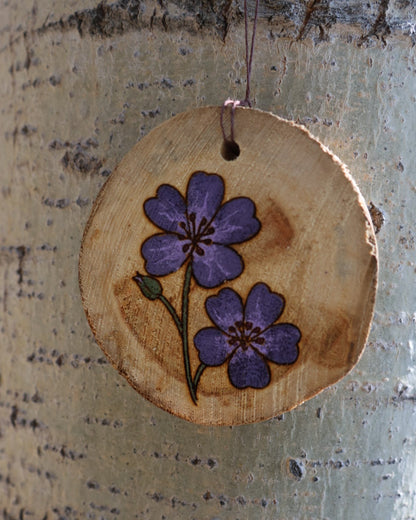 Sticky Purple Geranium Ornament